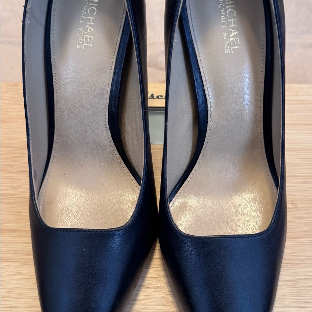 Michael Kors Halle Black Leather Pumps with Gold Heel $50